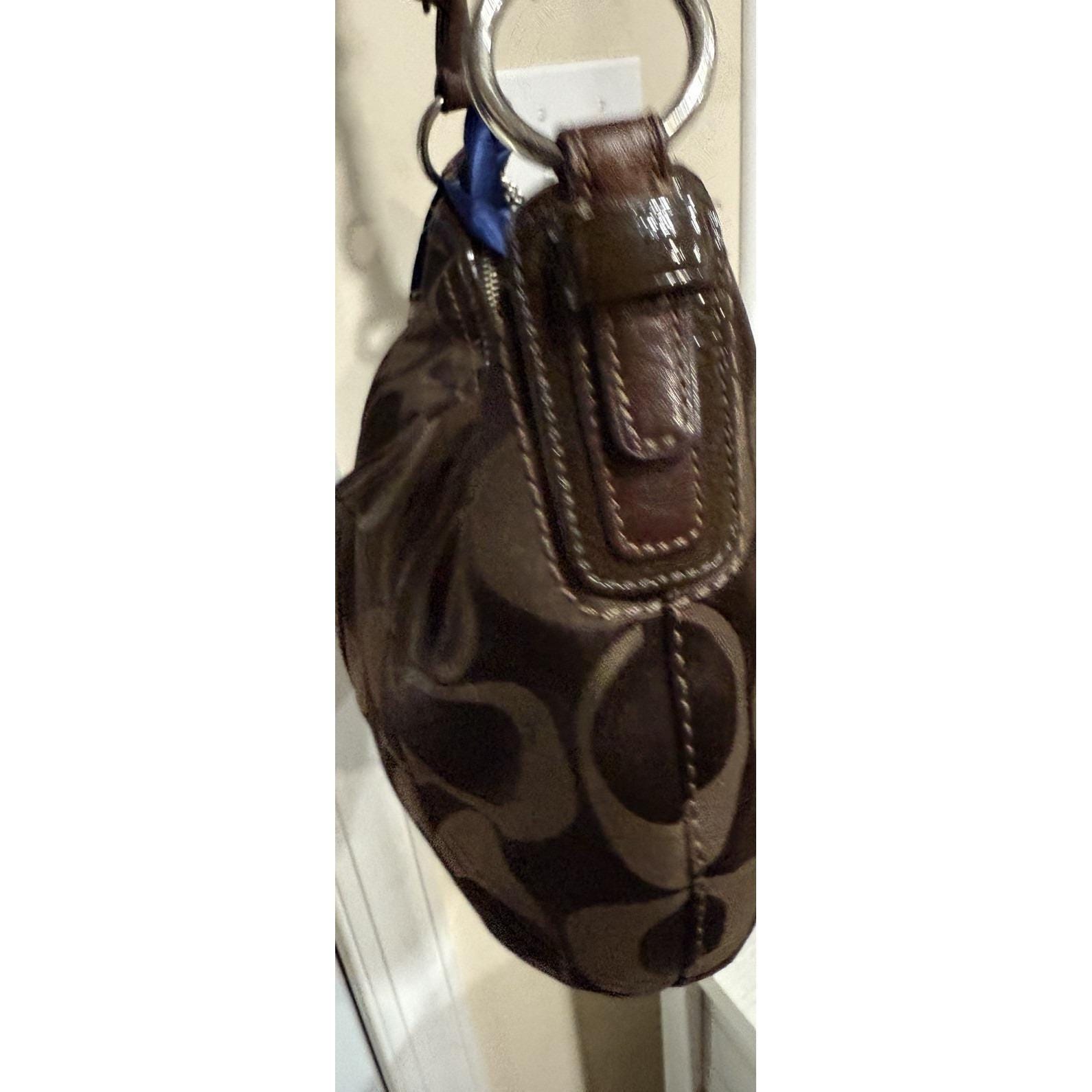 Vintage Coach Signature Hobo Bag Brown Jacquard Leather 12675 With