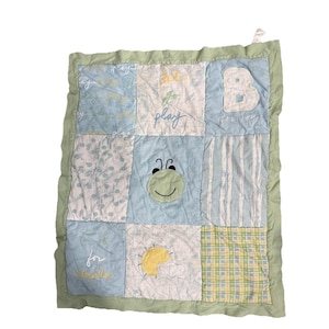 Messages From The Heart Patchwork Squares Baby Blanket Lets Go Play Vintage Frog