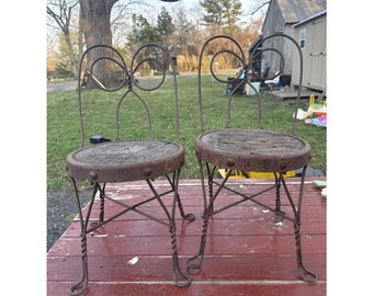 2 Vintage Childs Ice Cream Chair Antique  Soda Fountain Need Work Restoring