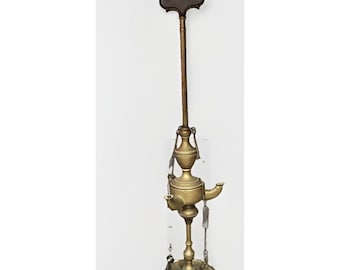 Vintage Messing Lucerna Öl Lampe 3 Docht italienischen Stil mit Aufhänge-Werkzeug 19 Zoll