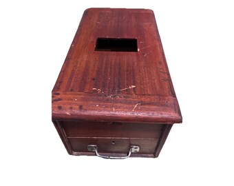 Cassetto registratore di cassa in legno antico con campanello funzionante - Cha Chings