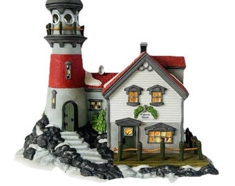 Dept 56 New England Christmas Village Pigeonhead Lighthouse #56537 met doos