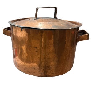 Vintage Large Hammered Copper Pot 11"x 7" Heavyweight