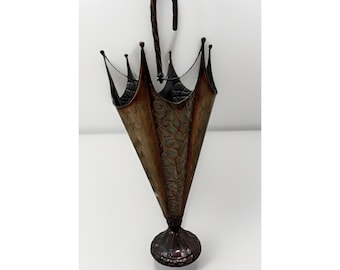 Soporte para paraguas vintage de latón y cobre color turquesa estilo Hollywood Regency