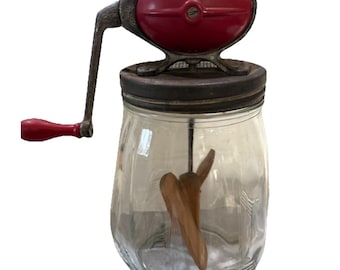 Zangola per burro antica Dazey Kitchen Ware, stile cottagecore, colore rosso