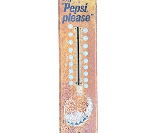 VTG 1960s Pepsi Please Embossed Metal Sign 27" Original Soda Advertising