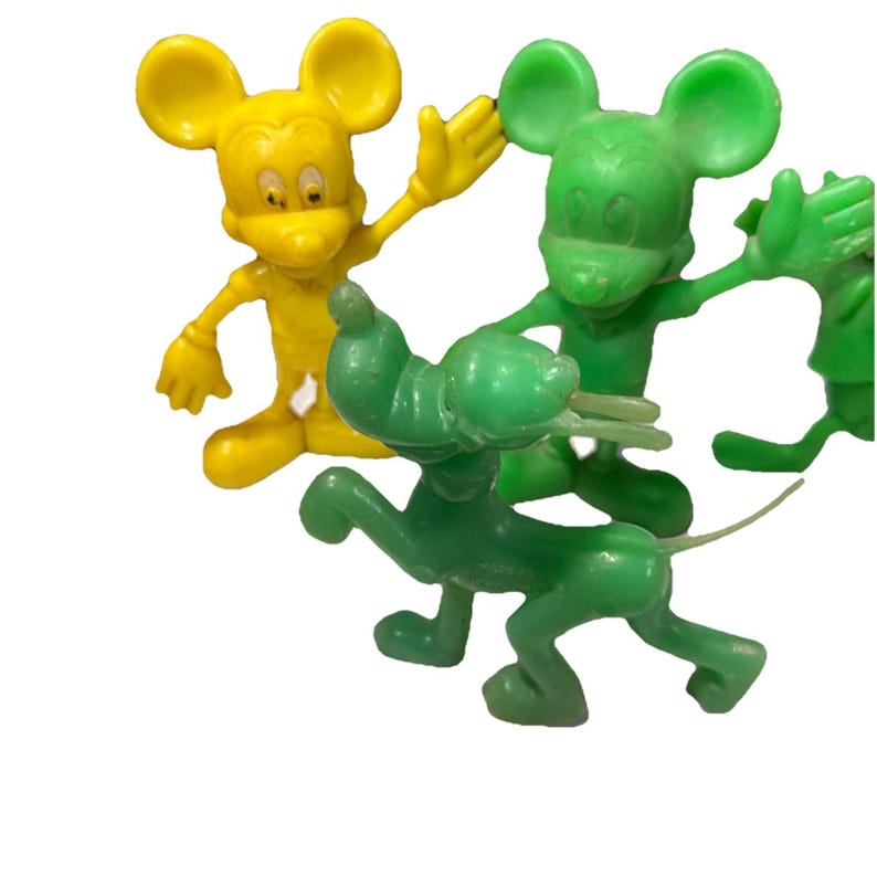 Vintage Disney Plastic Figures Mickey Mouse Donald Duck Pluto Goofy Set of 5 image 2