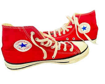 Vintage Converse Chuck Taylor All Star Shoes M 7.5 W 9.5 High Tops Red W/ Box