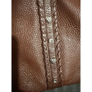 Brighton Soft Brown Leather Tote Purse – Braided Detail, Magnetic Snap Closure image 3
