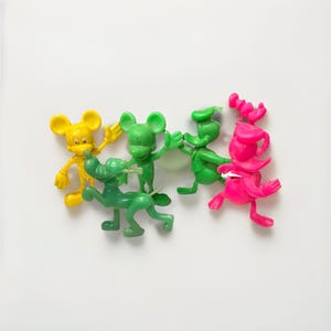 Vintage Disney Plastic Figures Mickey Mouse Donald Duck Pluto Goofy Set of 5 image 1