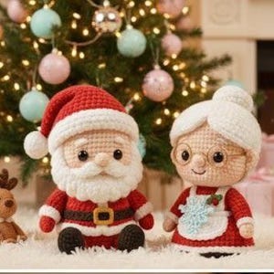 Mönster för virkad jultomte och jultomtefru: Julamigurumi (PDF-nedladdning) Engelska