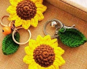Crochet Sunflower Keychain Pattern: Easy Amigurumi Flower (English PDF Download