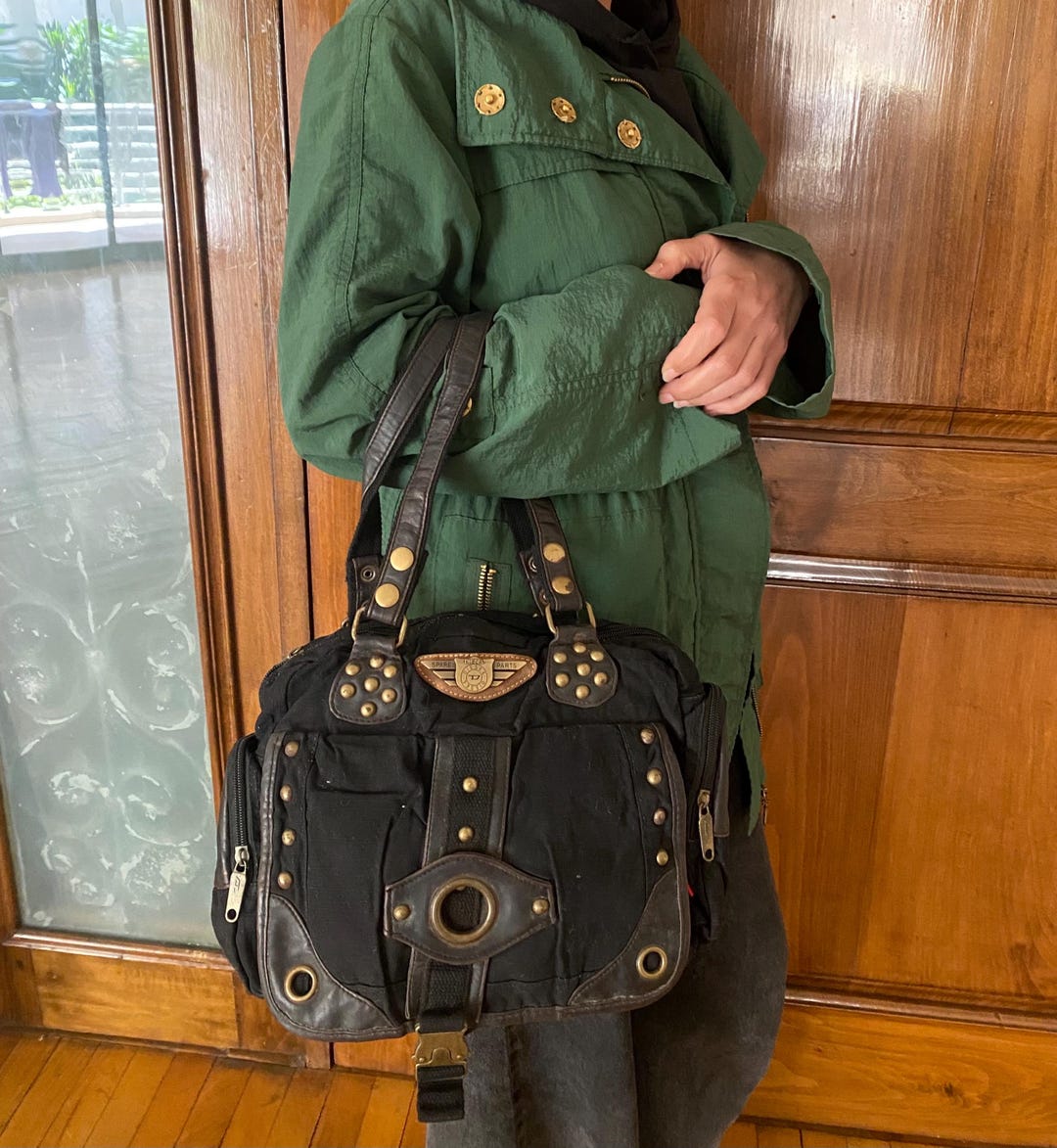 Vintage and Rare Diesel Spareparts Cloth/ Leather Studded Bag