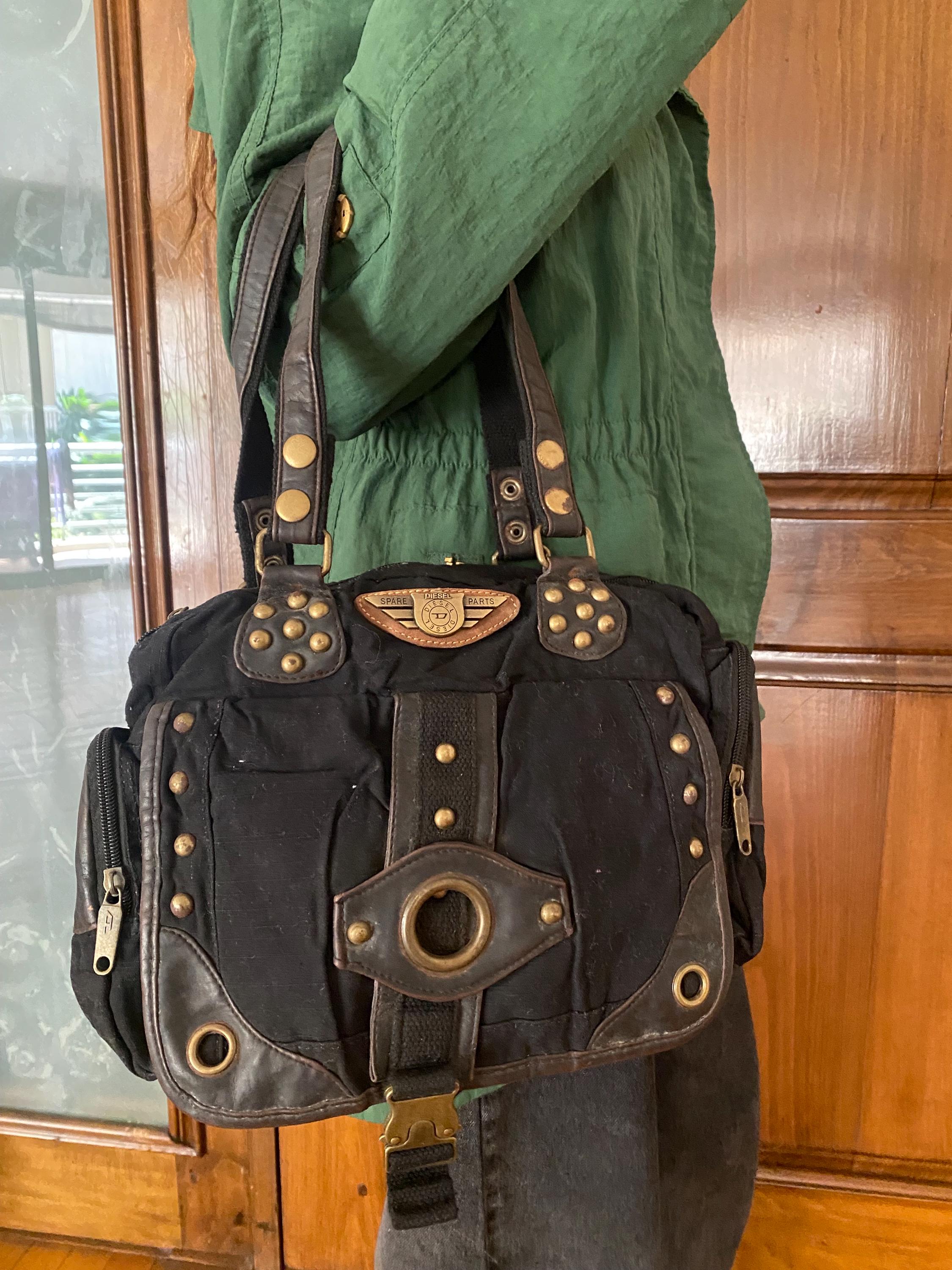 Vintage and Rare Diesel Spareparts Cloth/ Leather Studded Bag - Etsy