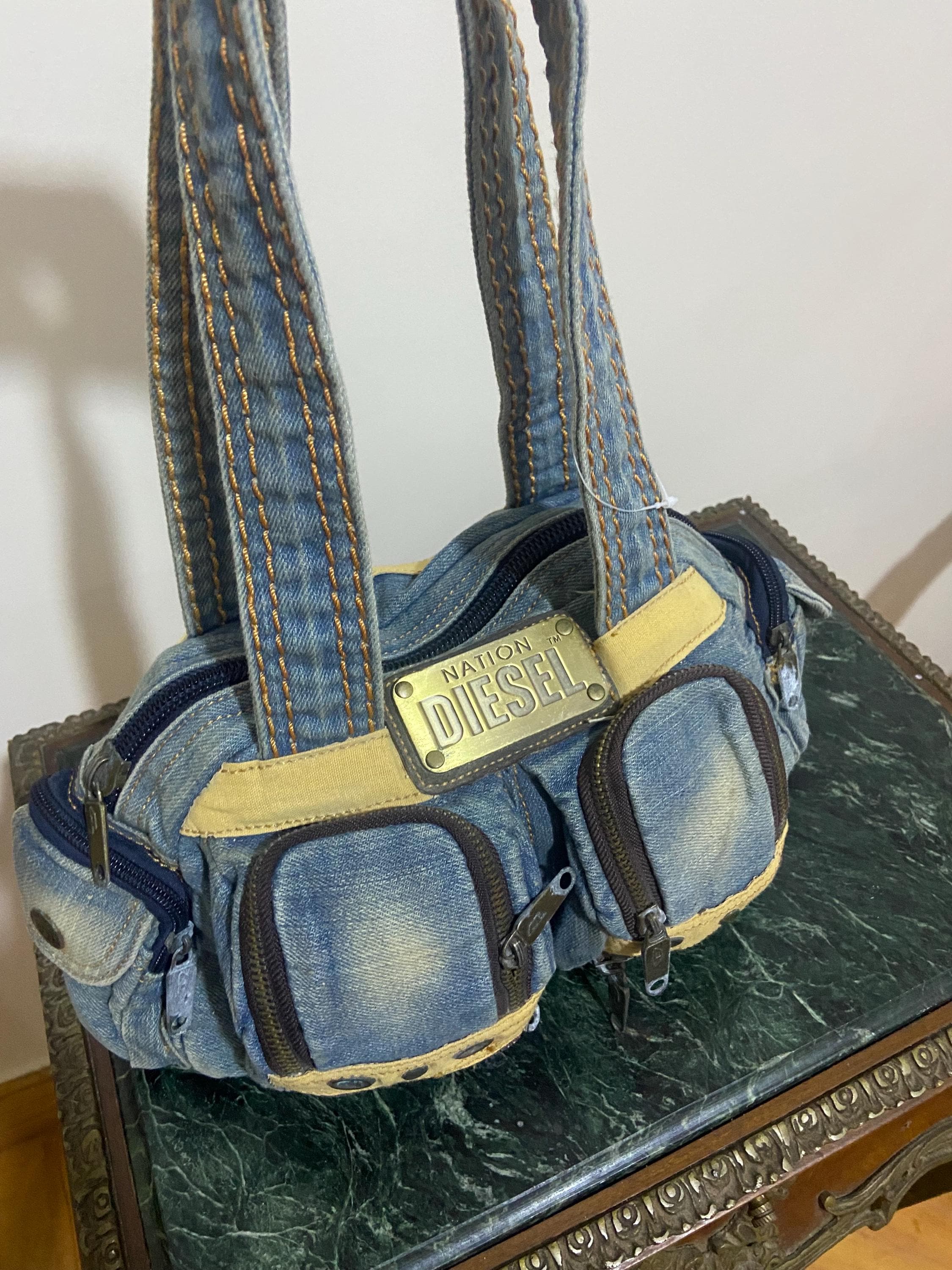【希少】DIESEL SPARE PARTS バッグ　2WAY Vintage/rare Diesel Spare Parts Multi Pockets Denim Bag. Never