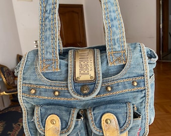 Vintage and Rare Diesel Spareparts Cloth/ Leather Studded Bag - Etsy