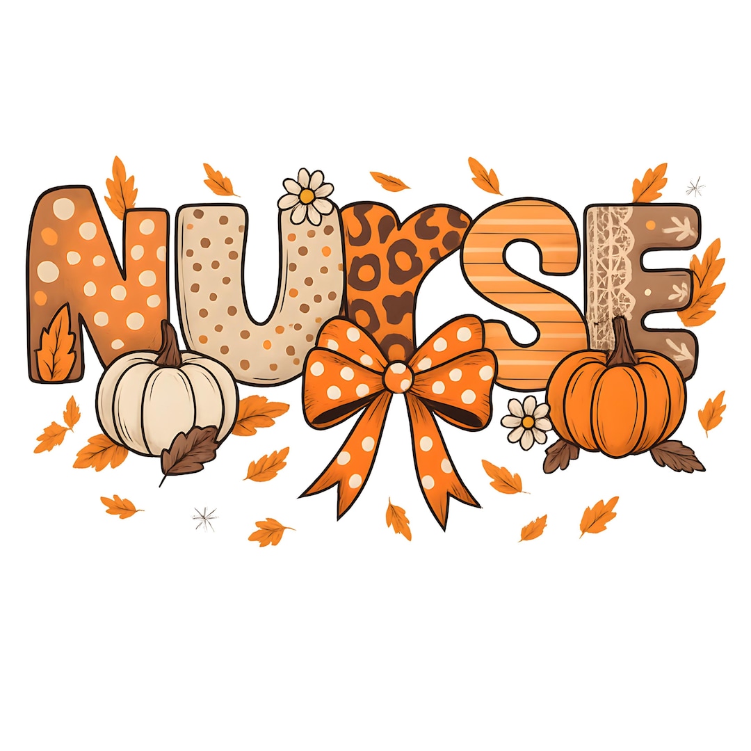 Fall Nurse PNG | Autumn Pumpkin Bow Nurse Sublimation Design | Leopard ...