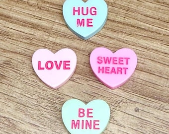 SET OF TWO - Conversation Hearts Hyperrealistic Magnetic Jumping Spider Decor Ledge 3/4"