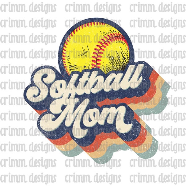 Retro Softball Mom Sublimation Design Download