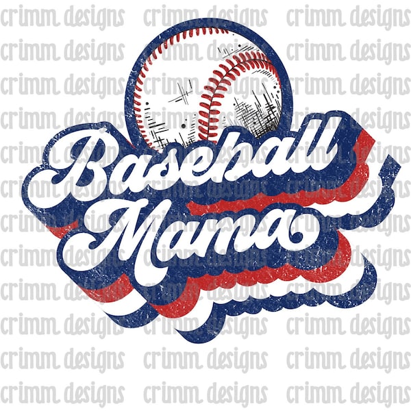 Retro Baseball Mama Red White Blue Sublimation Design Download