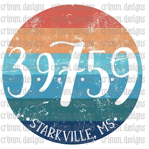Retro Starkville Mississippi Zip Code Sublimation Design Download