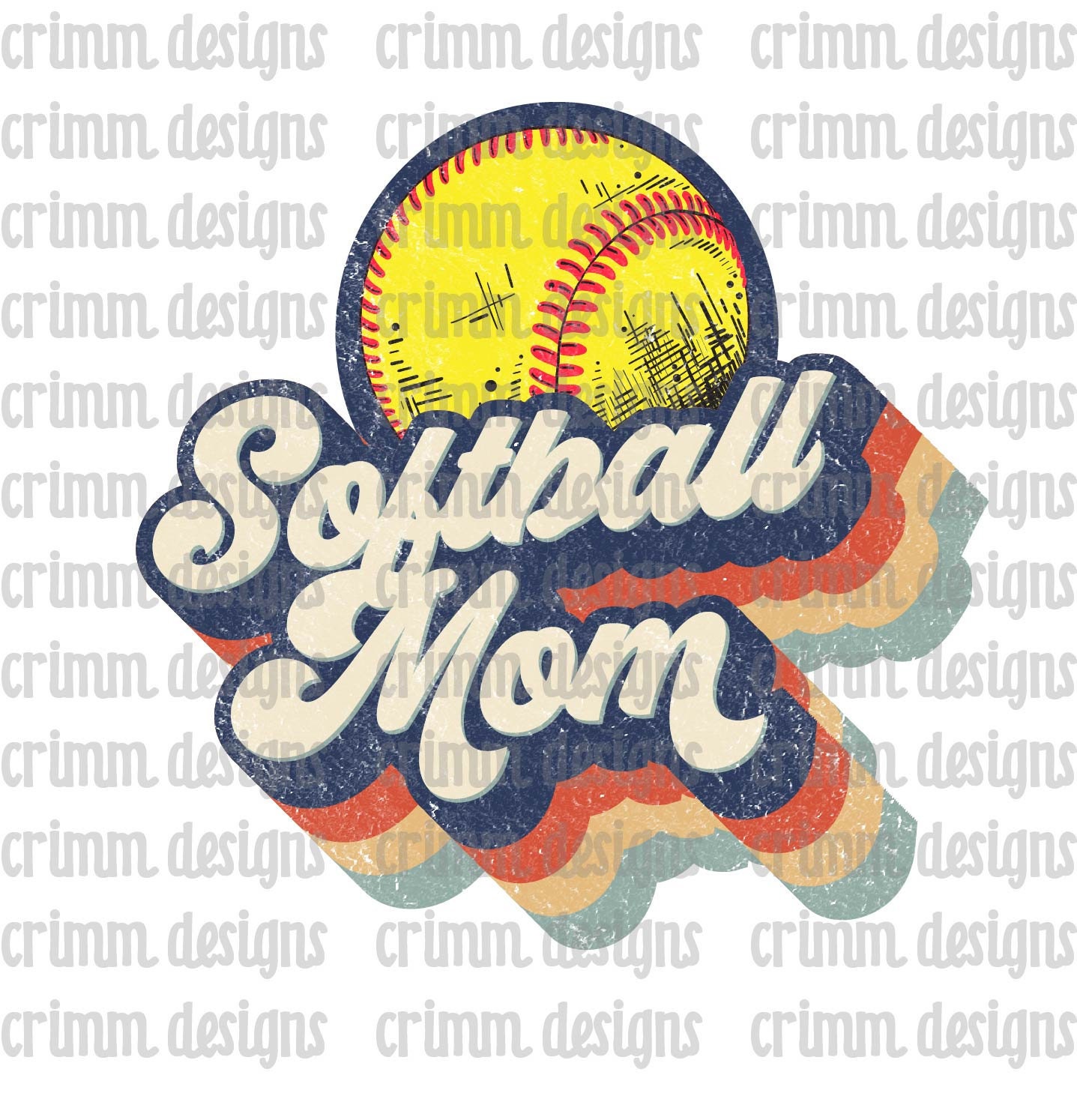 Retro Softball Mom Sublimation Design Download