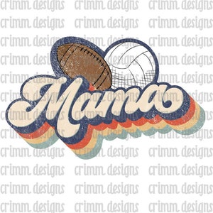 Retro Volleyball Football Mama Sublimation Design Download