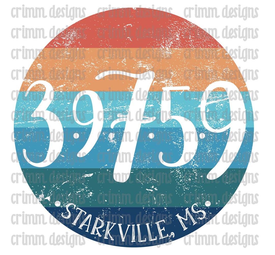 Retro Starkville Mississippi Zip Code Sublimation Design Download Etsy