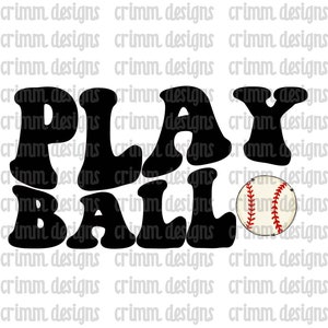 Retro Baseball Play Ball Wavy Sublimation Design Download