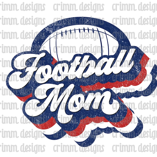 Retro Football Mom Red White Blue Sublimation Design Download