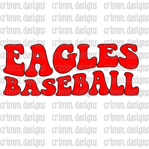 Retro Eagles Baseball Wavy Red Black Sublimation Design Download