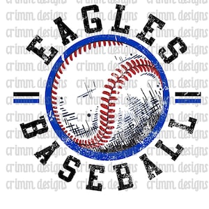 Retro Eagles Royal Blue Baseball Sublimation Design Download
