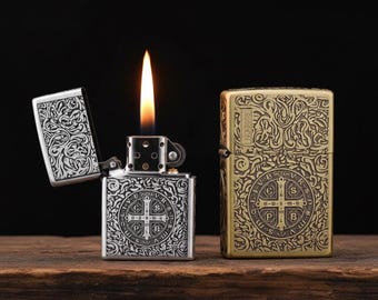 Encendedor metálico retro grabado, encendedor Zorro Constantine Windbreaker, encendedor vintage, queroseno, accesorio para fumadores, encendedor a prueba de viento, regalo