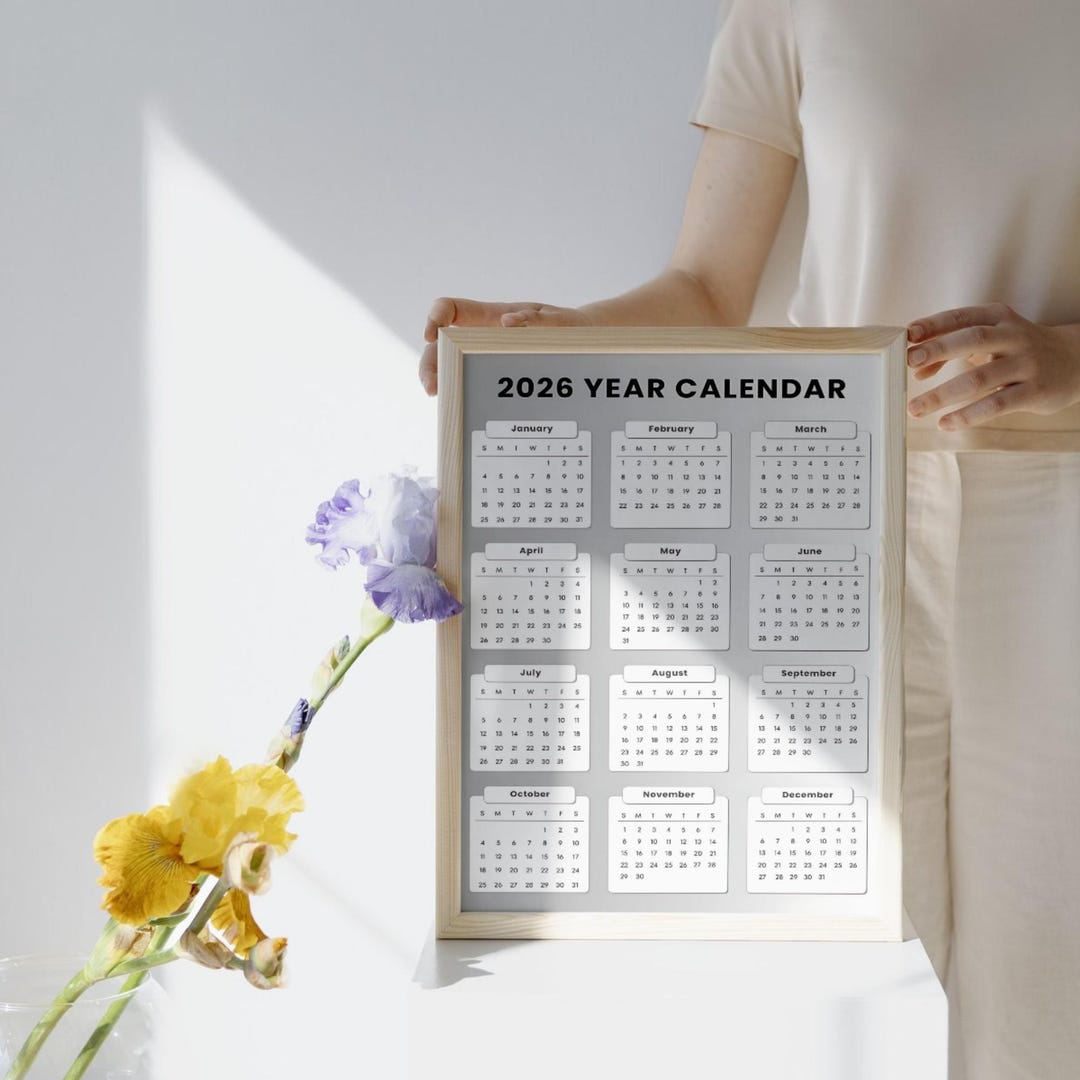 2026 Year at A Glance Wall Calendar, Pastel Minimalist Year Planner ...