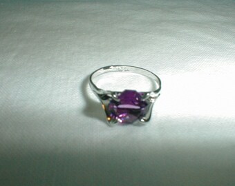 j esposito sterling silver ring size 3 ring small size purple cz ascher cut childs sparkling espo amethyst