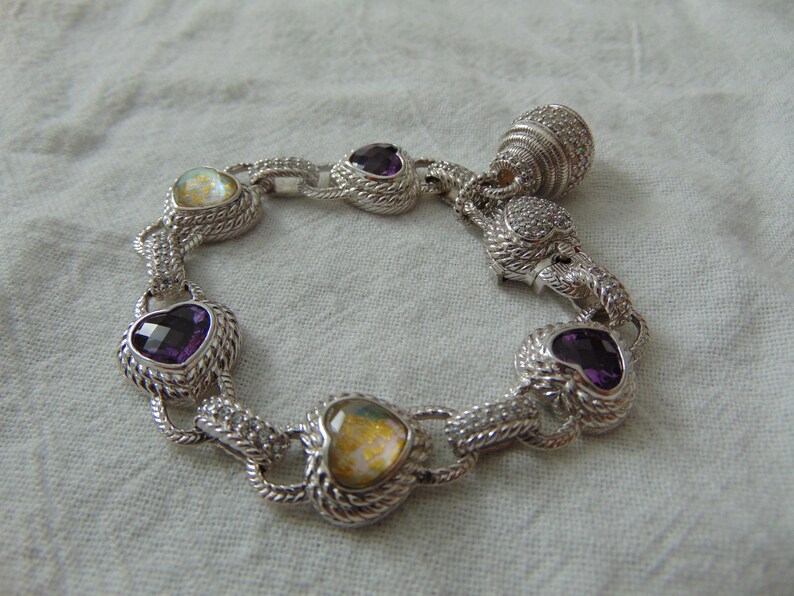 AMETHYST STERLING SILVER AND SEMI-PRECIOUS STONE BRACELET choice of Stones