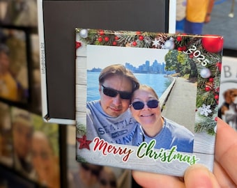 Merry Christmas 2025 Fridge Magnet – 2.5 Inch Square Keepsake