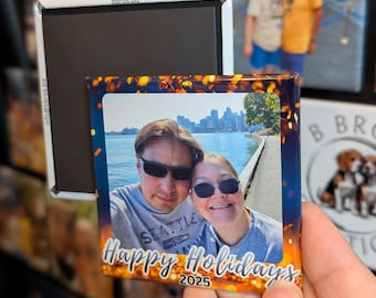 Custom 2.5 inch Square Fridge Magnet – Happy Holidays Gift