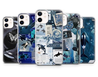 Orca Phone Case Ocean Collage Marine Cover for iPhone 17Pro, 16, 15, 14, 13, Samsung S25, S24, S23, A56, A15, Pixel 10Pro, 9A, 8A, 8Pro, 7A