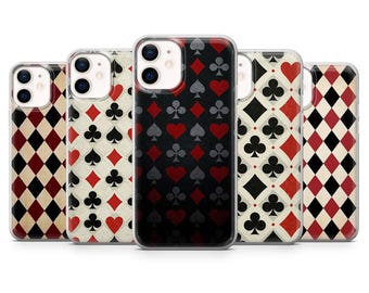 Playing Card Phone Case Poker Casino Cover for iPhone 17Pro, 16, 15, 14, 13, Samsung S25, S24, S23, A56, A15, Pixel 10Pro, 9A, 8A, 8Pro, 7A