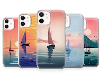 Sailboat Phone Case Calm Beach Cover for iPhone 17Pro, 16, 15, 14, 13, Samsung S25, S24, S23, A56, A15, Pixel 10Pro, 9A, 8A, 8Pro, 7A