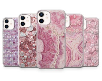 Pink Marble Phone Case Rose Feminine Cover for iPhone 17Pro, 16, 15, 14, 13, Samsung S25, S24, S23, A56, A15, Pixel 10Pro 9A, 8A, 8Pro 7A