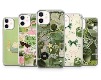 Matcha Phone Case Coquette Girly Cover for iPhone 17Pro, 16, 15, 14, 13, Samsung S25, S24, S23, A56, A15, Pixel 10Pro, 9A, 8A, 8Pro, 7A