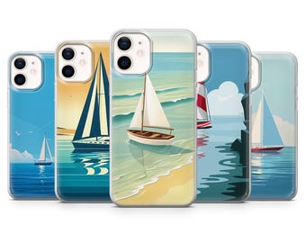 Sailboat Phone Case Ocean Beach Cover for iPhone 17, 16, 15, 14, 13, Samsung S25, S24, S23, A56, A15, Pixel 10Pro, XL, 9A, 8A, 8Pro, 7A