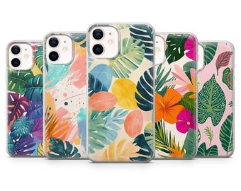 Tropical Phone Case Jungle Leaves Exotic Cover for iPhone 17Pro, 16, 15, 14, 13, Samsung S25, S24, S23, A56, A15 Pixel 10Pro 9A, 8A, 8Pro 7A