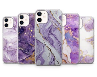Purple Marble Phone Case Luxury Elegant Cover for iPhone 17Pro, 16, 15, 14, 13, Samsung S25, S24, S23, A56, A15, Pixel 10Pro 9A, 8A, 8Pro 7A
