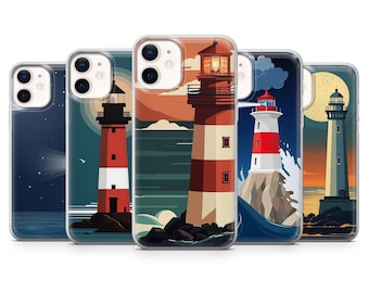 Lighthouse Phone Case Coastal Nautical Cover for iPhone 17Pro, 16, 15, 14, 13 Samsung S25, S24, S23, A56, A15, Pixel 10Pro, 9A, 8A, 8Pro, 7A
