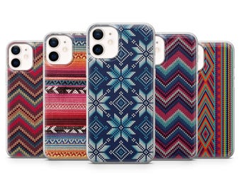 Knitting Pattern Phone Case Boho Nordic Cover for iPhone 17Pro, 16, 15, 14, 13 Samsung S25, S24, S23, A56, A15 Pixel 10Pro, 9A, 8A, 8Pro, 7A