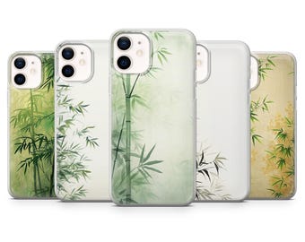 Minimalist Phone Case Bamboo Design Plant Cover for iPhone 17, 16, 15, 14 13 Samsung S25, S24, S23, A56, A15 Pixel 10Pro XL, 9A, 8A, 8Pro 7A