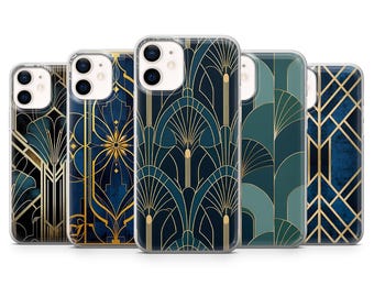Art Deco Phone Case Geometric Luxury Cover for iPhone 17, 16, 15 14 13 Samsung S25, S24, S23, A56, A15 Pixel 10Pro XL, 9A, 8A, 8Pro 7